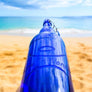 Live In Wonder Blue Glass Bottle